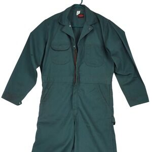 Vintage Big Ben Wrangler Coveralls Men 40 Reg Green Canvas Mechanic USA